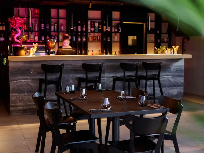 Restaurant bar and seating