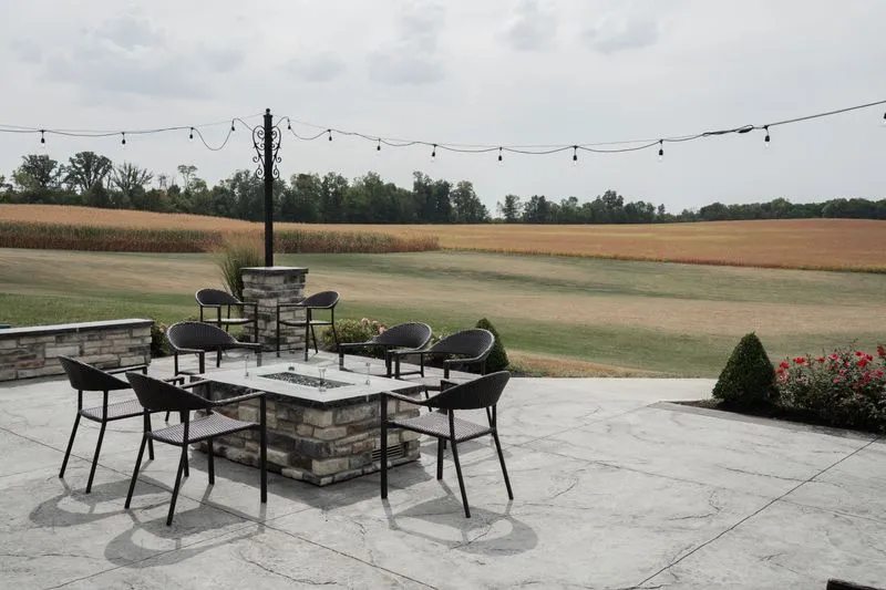 Stone patio with fire pit