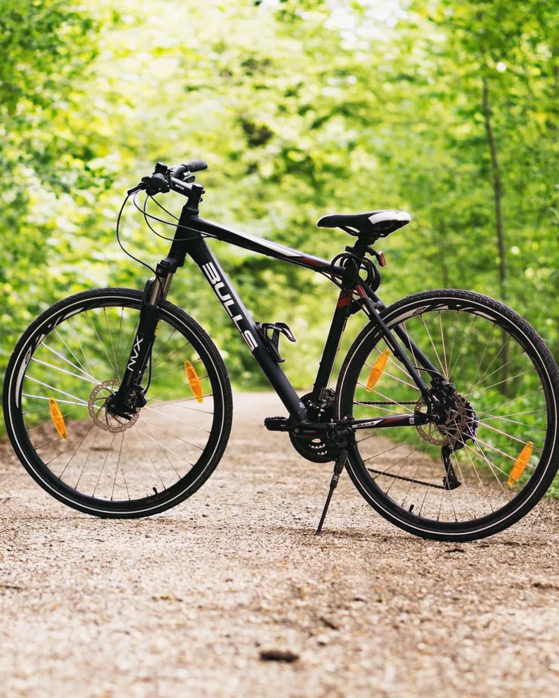 Cyclist on an open path